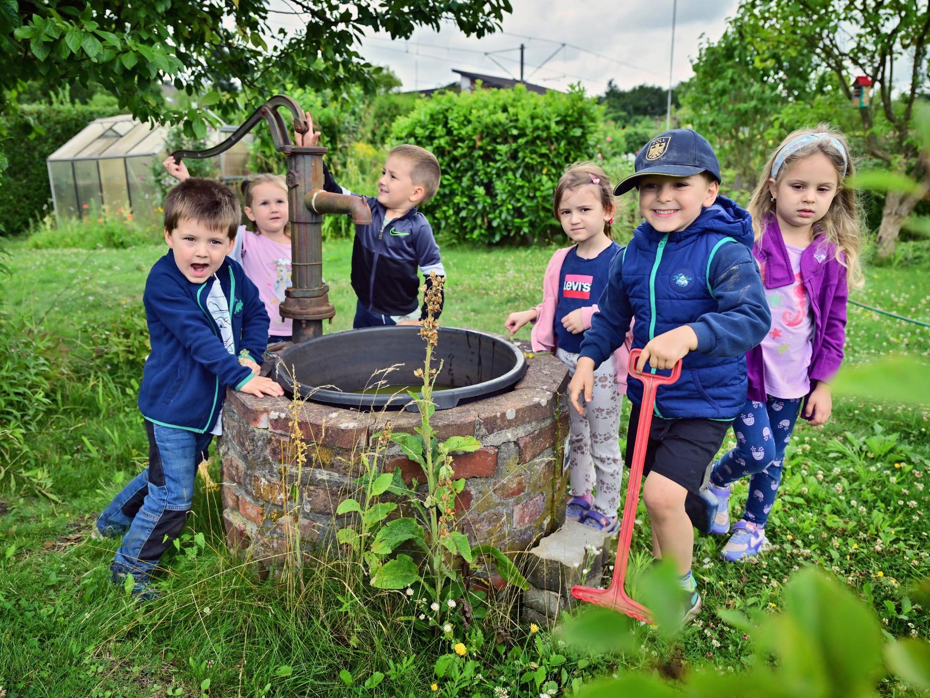 Einmal pro Woche sind die Kinder im Naschgarten und verfolgen, was sich tut.