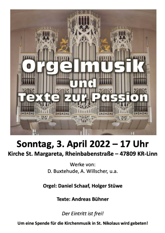 Orgelkonzert - Margareta 3.4.2022 (c) St. Nikolaus Krefeld