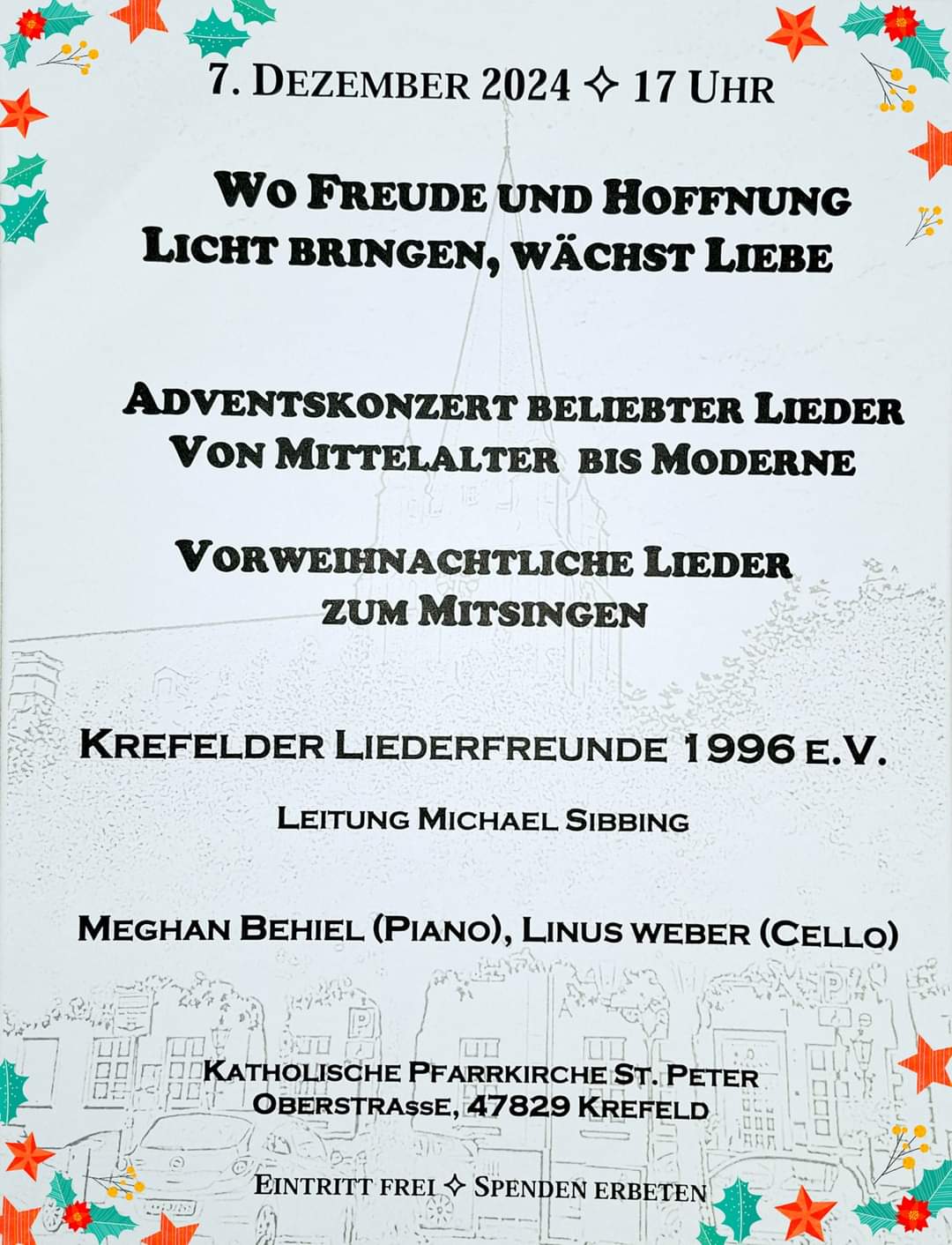 Lieder zum Mitsingen 7.12.2024 (c) Krefelder Liederfreunde 1996 e.V.